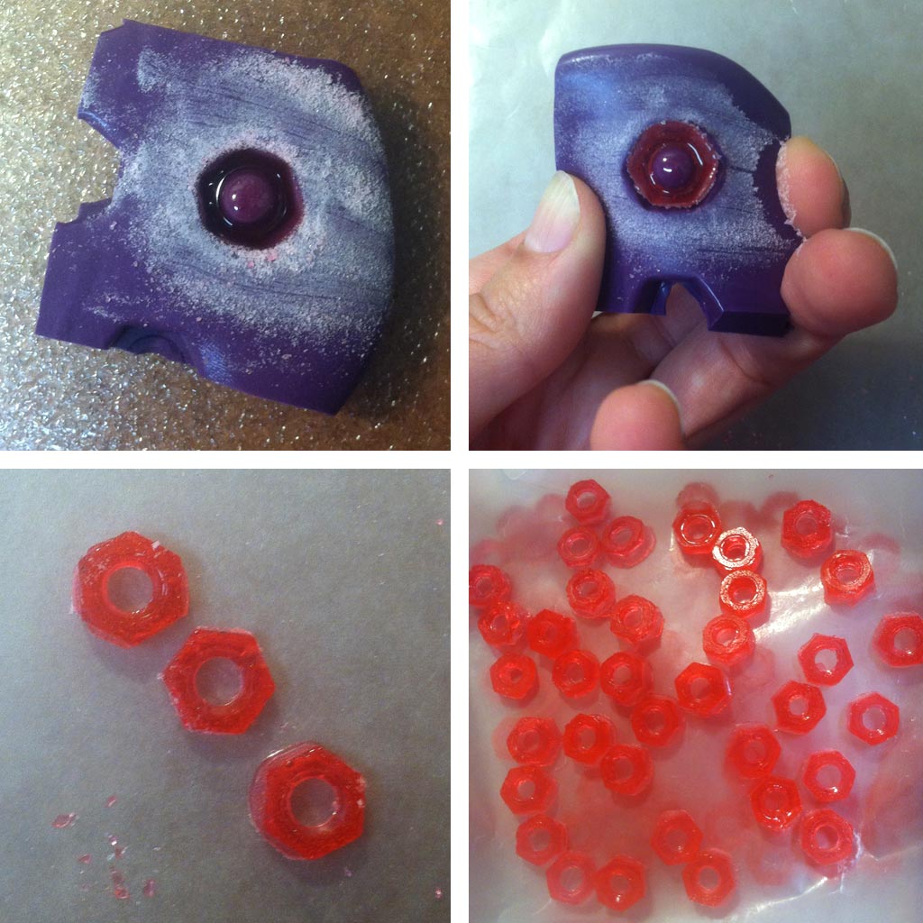 Casting hex nuts out of candy