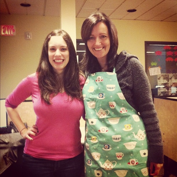 Chloe and Petra with apron