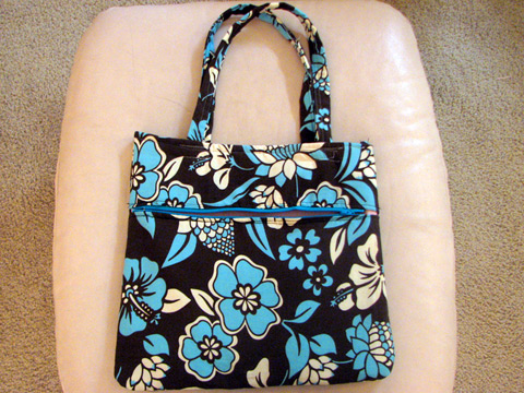 Upcycled pajama pants tote bag