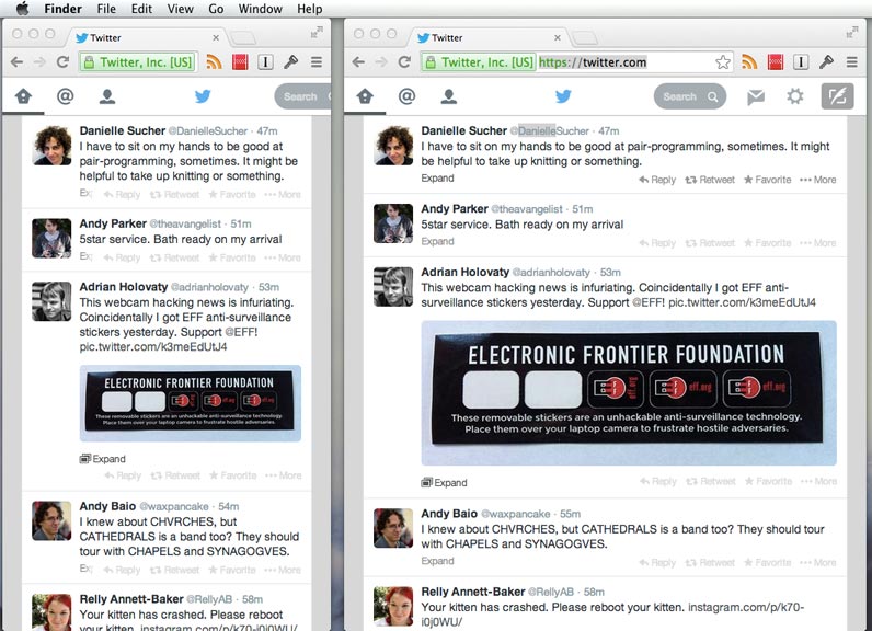 Screenshot of responsive Twitter